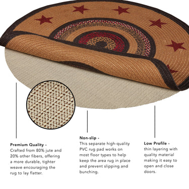 Landon Jute Braided Rug Round 8ft Stencil Stars with Rug Pad VHC Brands - The Fox Decor